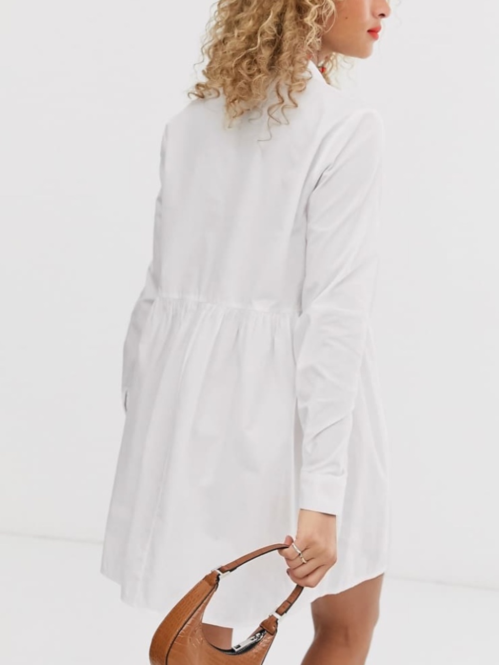 ASOS Design white cotton mini smock shirt dress - Picture 7 of 8